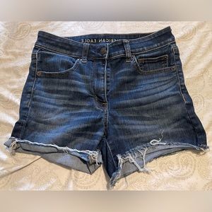 AE dark wash jean shorts